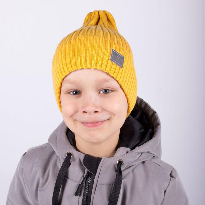 фото Шапка для мальчика, цвет жёлтый, размер 52-56 hoh loon
