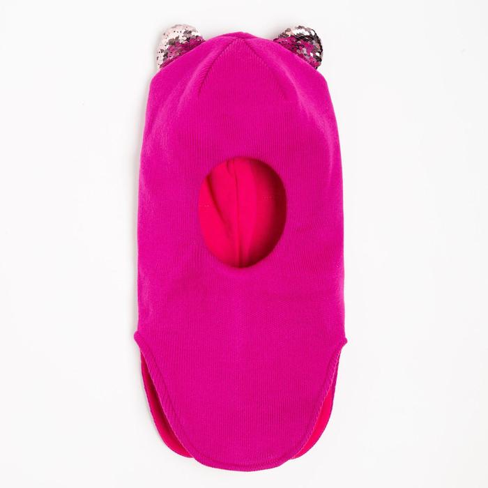 фото Шапка-шлем для девочки, цвет малиновый, размер 42-46 hoh loon