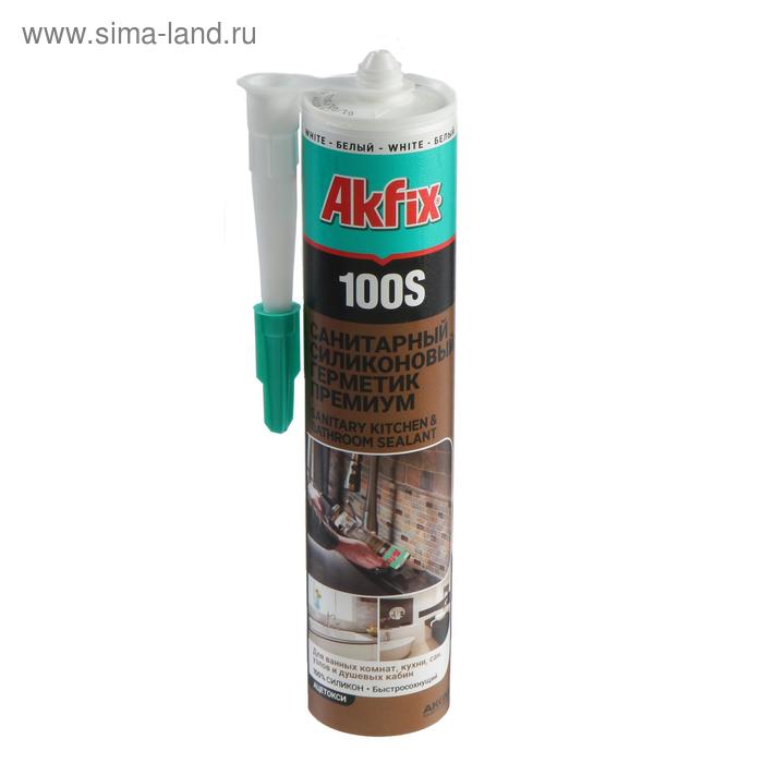  Герметик Akfix 100S, санитарный, силиконовый, белый, 280 мл