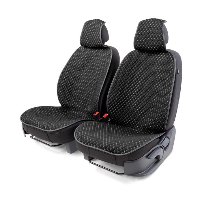 Накидки на передние сиденья CarPerforMANce, 2 шт, fiberflax (мягкий лен), ромб, чёрно-серый аксессуары для автомобиля carperformance накидки на передние сиденья fiberflax cus 1052