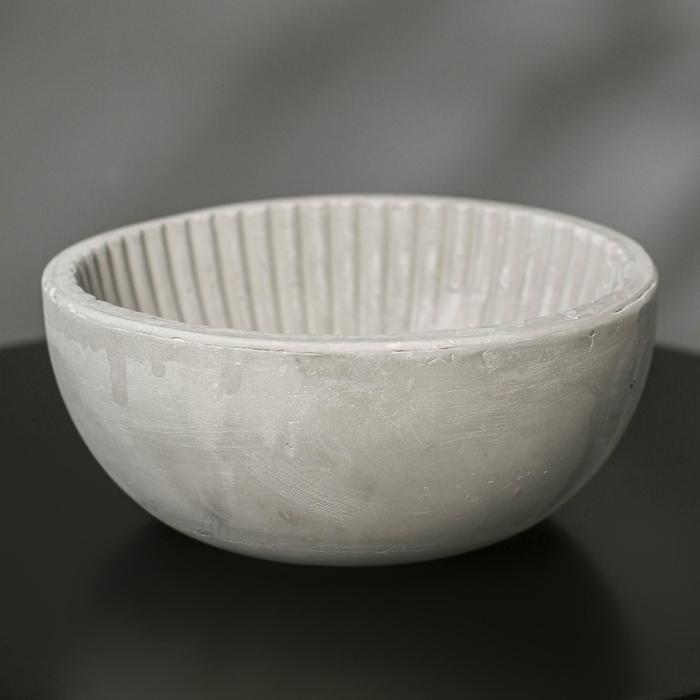 Кашпо круглое из гипса «Эстетика», цвет серый, 20 × 8.5 см