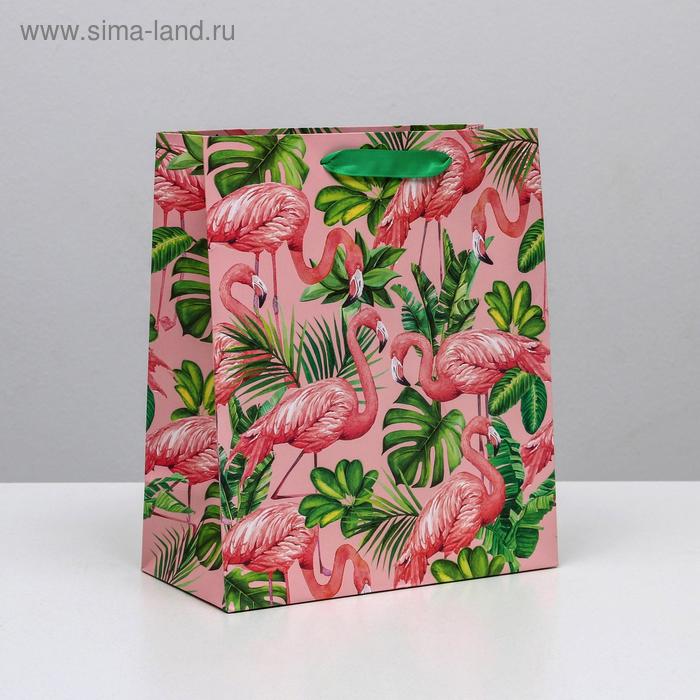 

Пакет ламинированный вертикальный «Тропики и фламинго», ML 23 × 27 × 11,5 см