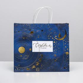 

Пакет подарочный крафтовый «Новогодняя ночь», 32 × 28 × 15 см