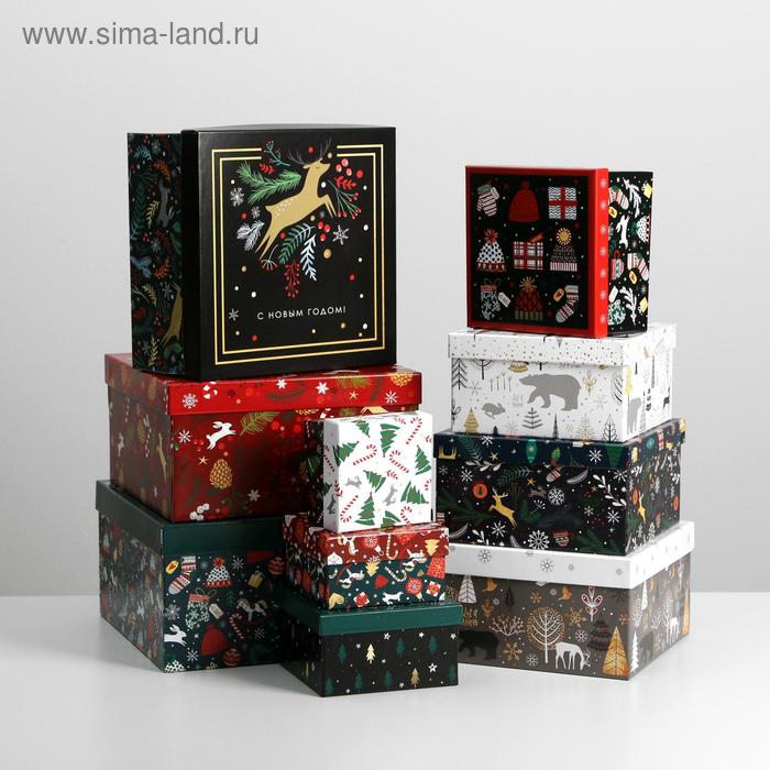 набор подарочных коробок 6 в 1 нежность 10 × 10 × 6 20 × 20 × 11 см Набор подарочных коробок 10 в 1 «Новогодний», 10 × 10 × 6 ‒ 28 × 28 × 15 см