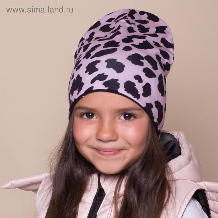 фото Шапка для девочки, цвет чёрный/леопард, размер 46-50 hoh loon