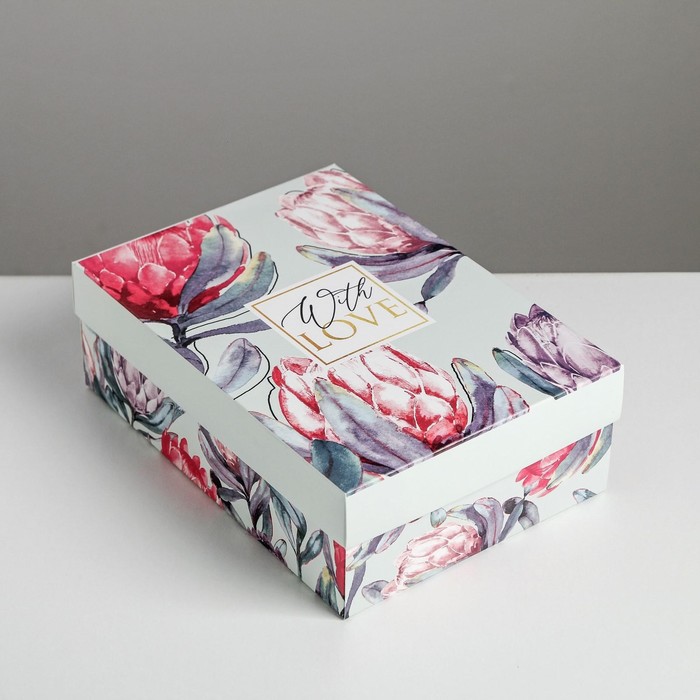 Коробка подарочная складная, упаковка, «Цветочная», 21 х 15 х 7 см