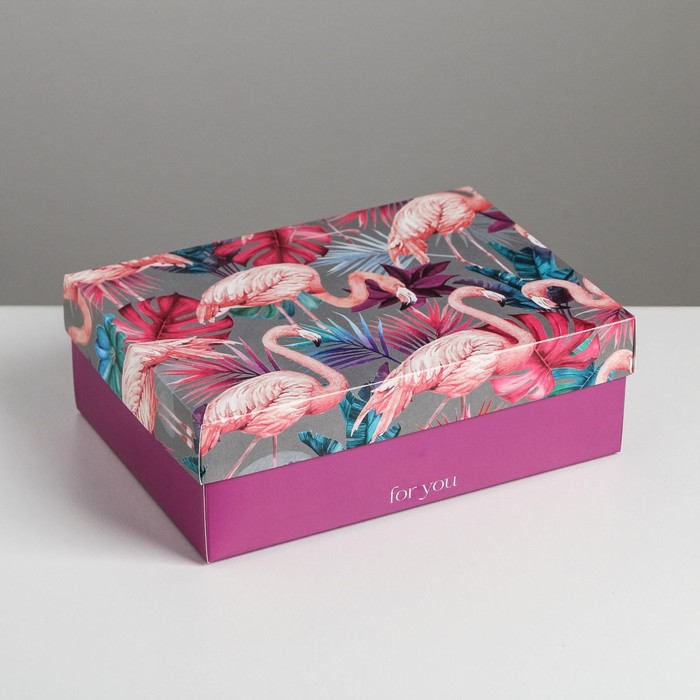 Коробка подарочная складная, упаковка, «Фламинго», 21 х 15 х 7 см коробка складная фламинго 21 × 15 × 7 см