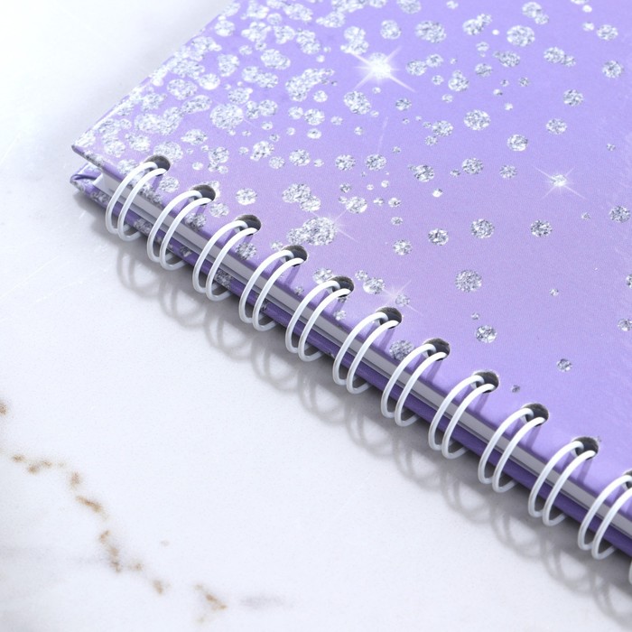 Книга свадебных пожеланий «Фиолетовая с блёстками», на пружине, 21,5 х 21 см