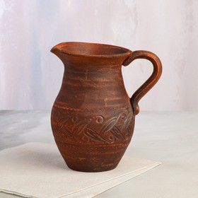 

Кувшин "Сливочник", декор, красная глина, 0.9 л