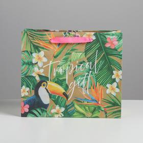 

Пакет крафтовый горизонтальный Tropical gift, 27 х 23 х 11,5 см