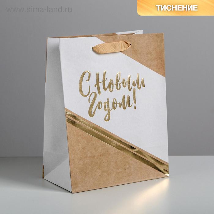 

Пакет крафтовый вертикальный «Новогодний подарок», MS 18 × 23 × 10 см