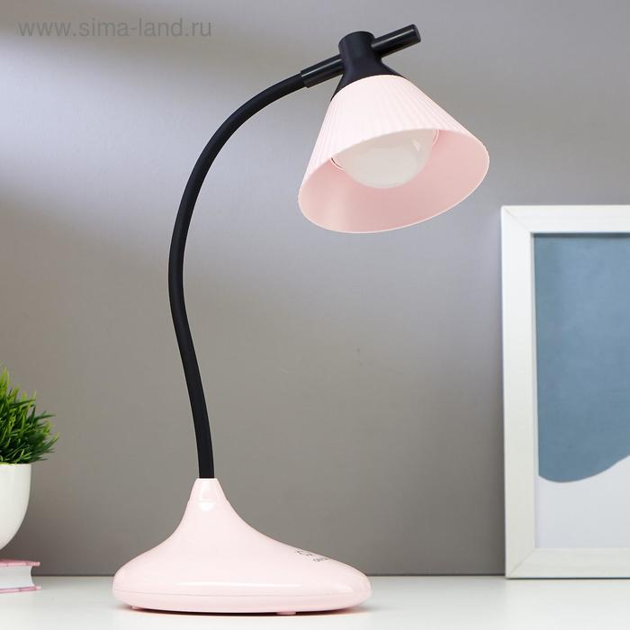 фото Лампа настольная 1678/1pk led 3вт 3 режима 3000-6000к usb акб черно-розовый 14х11,5х41 см risalux