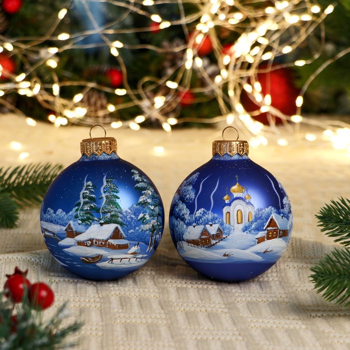 

Набор из 4-х ёлочных шаров 80 мм «Зимняя композиция»