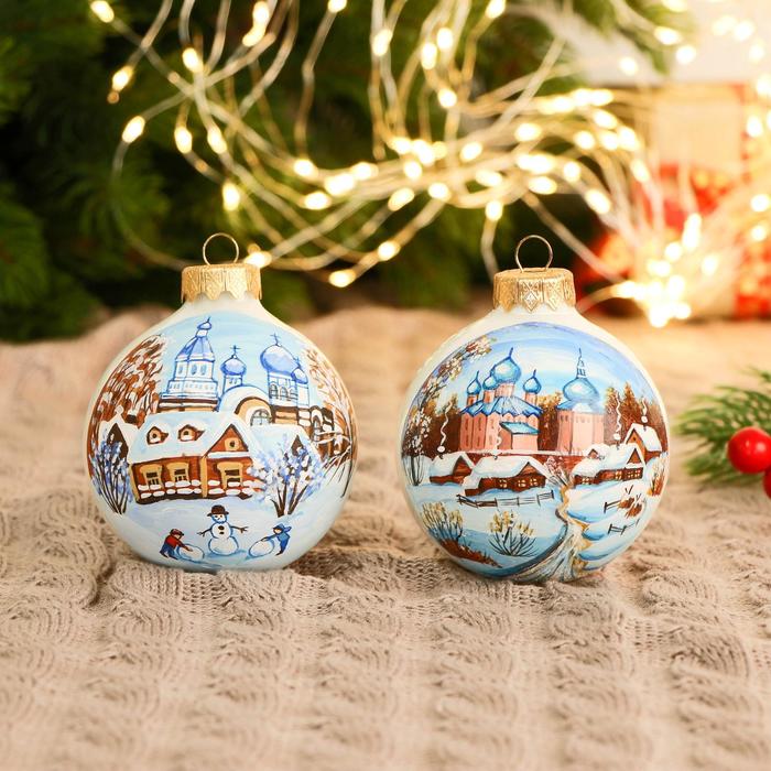 фото Набор из 2-х ёлочных шаров 80 мм «русская зима»