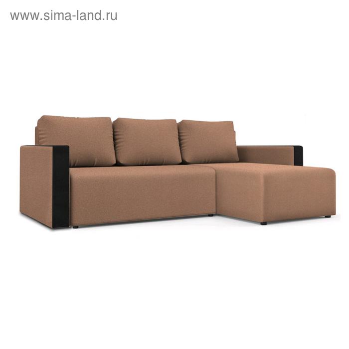 

Угловой диван «Алиса 3», еврокнижка, бельевой ящик, рогожка, bahama ginger/теоs dark brown