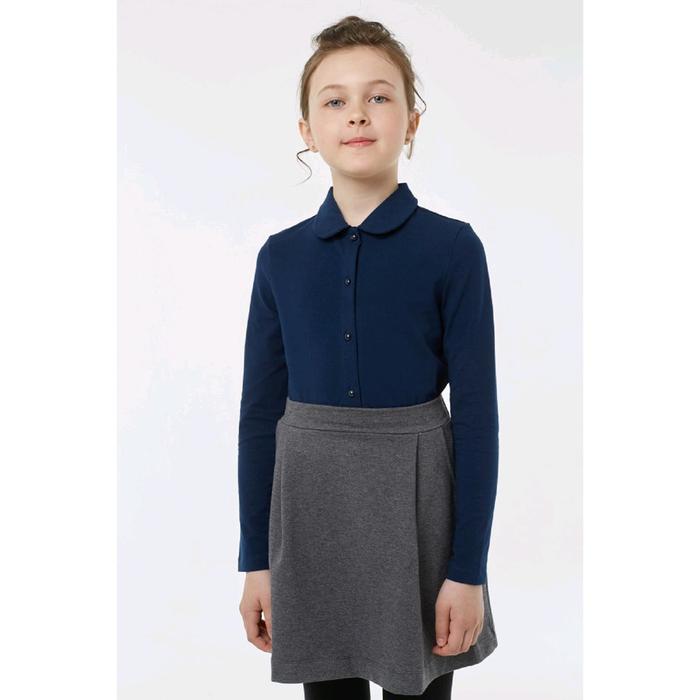 Блузка для девочки, рост 128 см, цвет синий