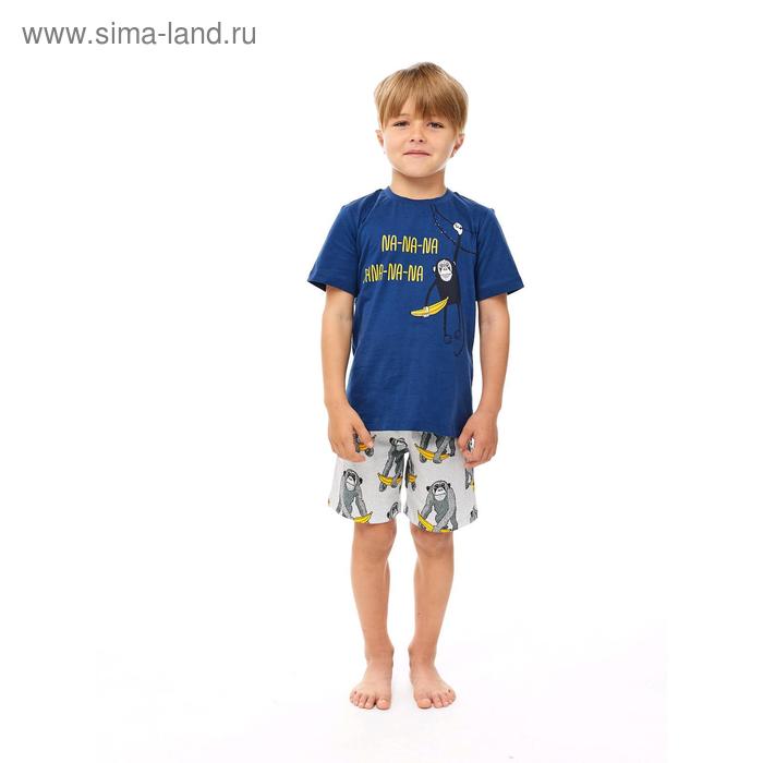 Пижама для мальчика, рост 128 см, цвет синий, серый
