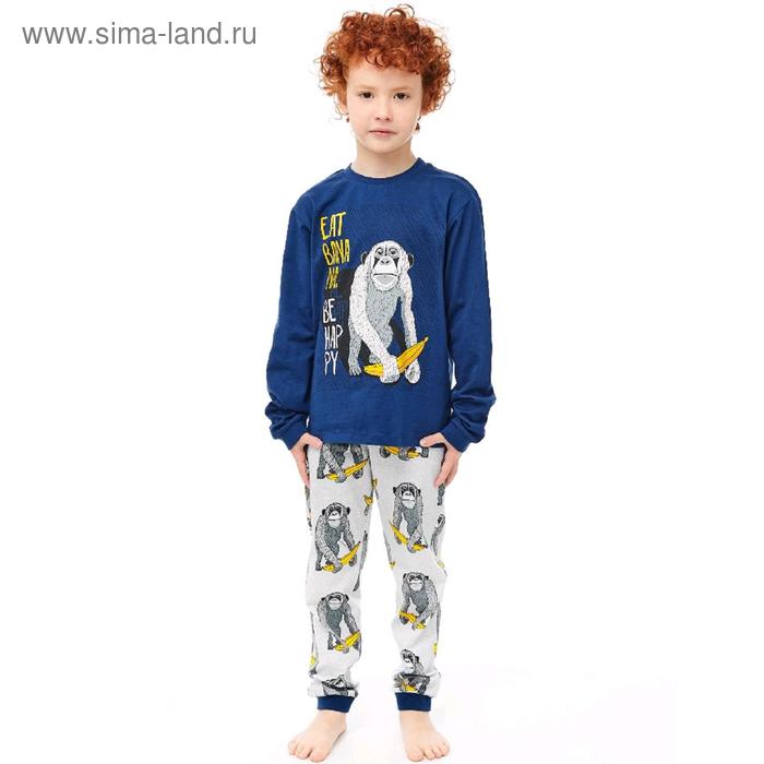 Пижама для мальчика, рост 134 см, цвет синий, серый