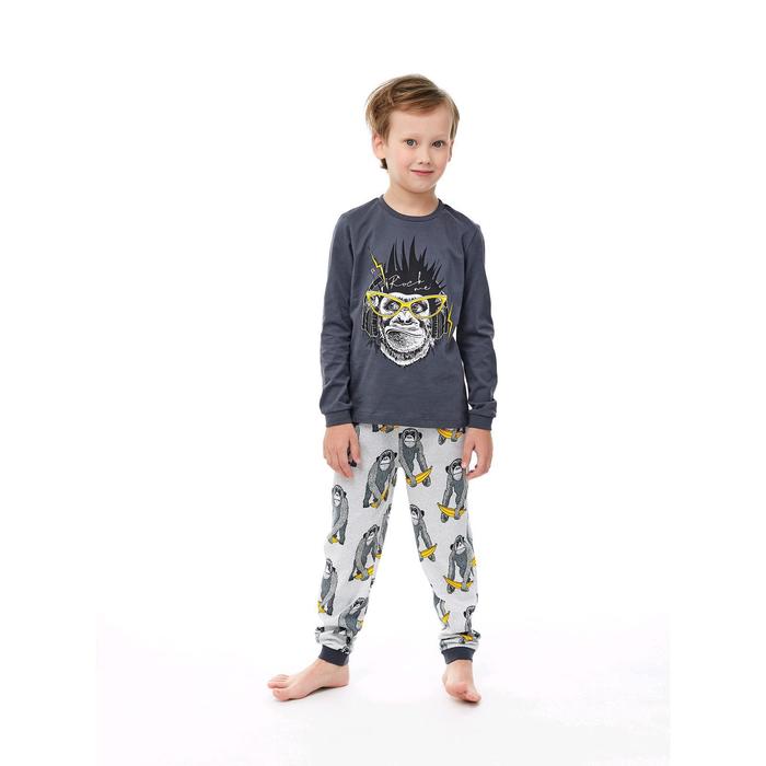 Пижама для мальчика, рост 98/104 см, цвет тёмно-серый, серый