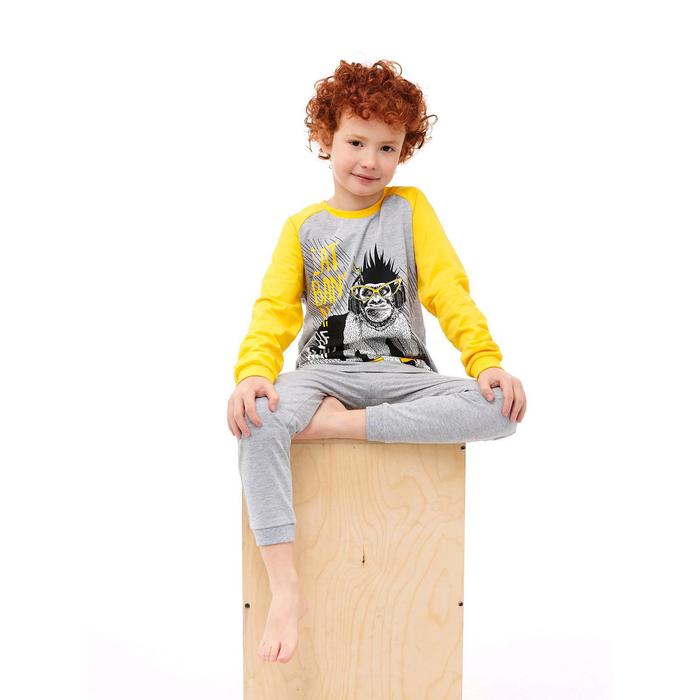 Пижама для мальчика, рост 134/140 см, цвет жёлтый, меланж;меланж