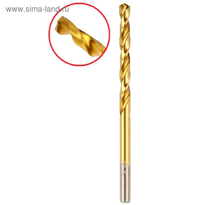 Сверло по металлу Hammer Flex 202-112, DIN338, HSS-G, TIN, d=4.8 мм, 86/52 мм