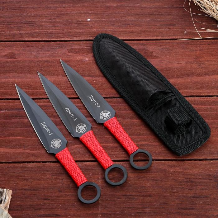 Набор ножей метательных "Дартс-1" сталь - 420, рукоять - обмотка шнуром, 3 шт, 17 см