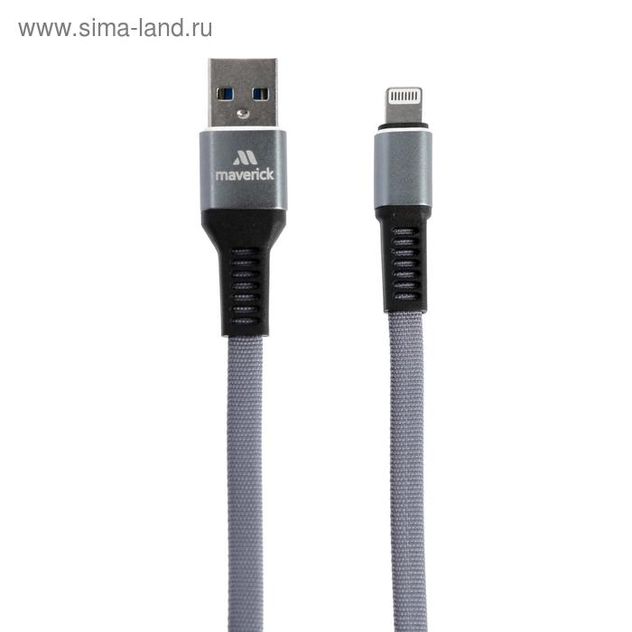 Кабель Maverick Textile & Metall C3, Lightning - USB, 3 А, 1.2 м, текстил. оплетка, серый