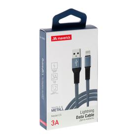 

Кабель Maverick Textile Metall C3, Lightning - USB, 3 А, 1.2 м, текстил. оплетка, серый