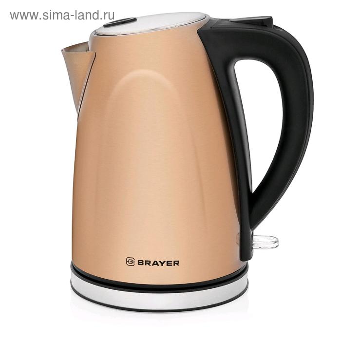 фото Чайник электрический brayer br1041bz, металл, 1.7 л, 2200 вт, цвет бронза