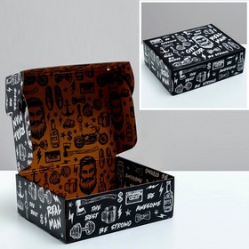 Коробка двухсторонняя складная «Брутальному мужчине», 27 × 21 × 9 см