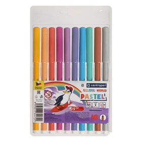 Фломастеры 10 цветов, Centropen Colour World Pastel 7550/10 TP, пастельные, в блистере