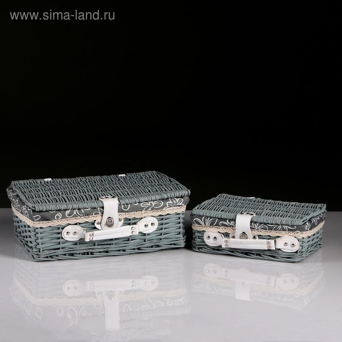 

Набор Чемоданы плетеные, набор из 2 шт.42х27х15Hх40х25B см,32х21х11Hх30х19.5B см: Ива, ткань