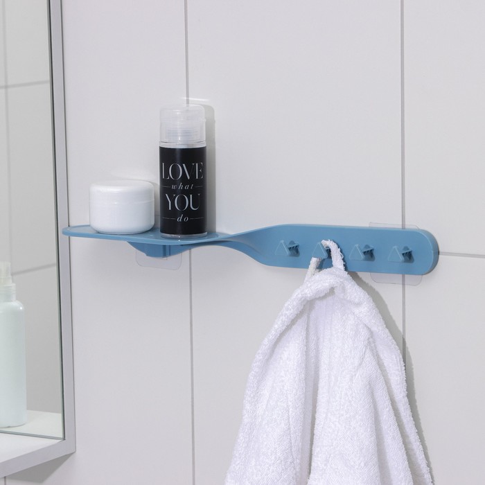 Держатель для ванных принадлежностей на липучке «Решение», 41×7×4,5 см, цвет МИКС держатель для ванных и кухонных принадлежностей на липучке 17×7×12 см цвет микс