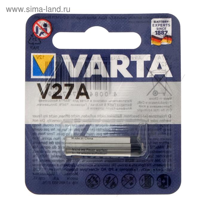 Батарейка алкалиновая Varta Professional, А27 (27A, MN27, V27A)-1BL, 12В, блистер, 1 шт. батарейка varta professional electronics v 329 1 шт