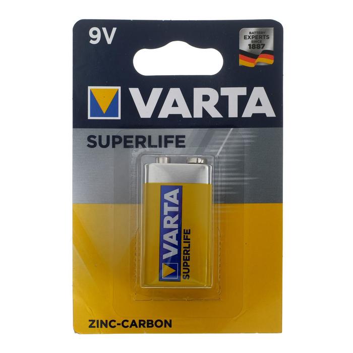 Батарейка солевая Varta SuperLife, 6F22-1BL, 9В, крона, блистер, 1 шт. батарейка солевая varta superlife c r14 2bl 1 5в блистер 2 шт