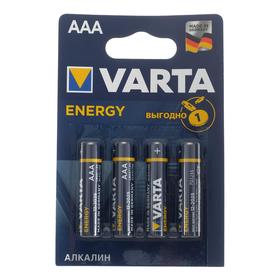 Батарейка алкалиновая Varta Energy, AAA, LR03-4BL, 1.5В, блистер, 4 шт.