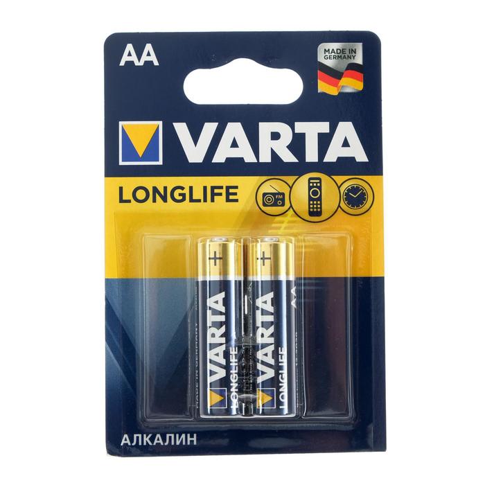 Батарейка алкалиновая Varta LongLife, AA, LR6-2BL, 1.5В, блистер, 2 шт. батарейка солевая varta superlife c r14 2bl 1 5в блистер 2 шт