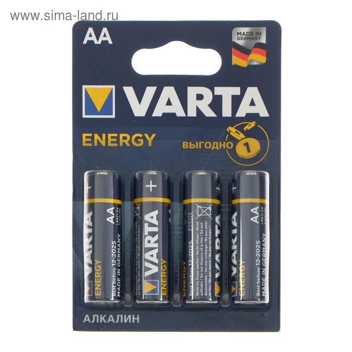 Батарейка алкалиновая Varta Energy, AA, LR6-4BL, 1.5В, блистер, 4 шт. батарейка алкалиновая varta high energy 3lr12 блистер 1 шт