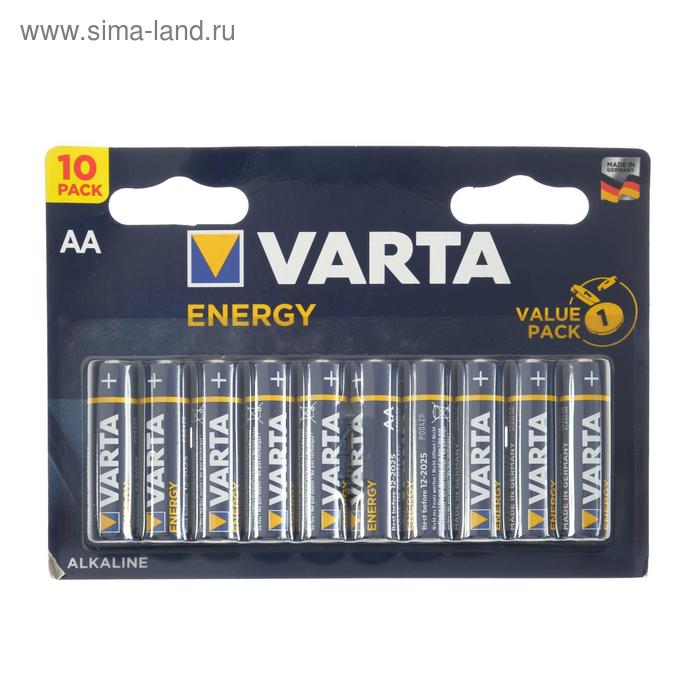 Батарейка алкалиновая Varta Energy, AA, LR6-10BL, 1.5В, блистер, 10 шт. батарейка алкалиновая varta energy aa lr6 4bl 1 5в блистер 4 шт