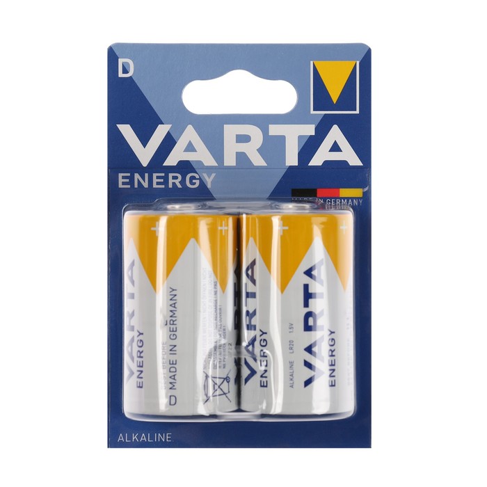 Батарейка алкалиновая Varta Energy, D, LR20-2BL, 1.5В, блистер, 2 шт. батарейка алкалиновая varta longlife max power d lr20 2bl 1 5в блистер 2 шт