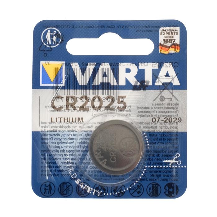 Батарейка литиевая Varta, CR2025-1BL, 3В, блистер, 1 шт. батарейка литиевая varta cr2450 1bl 3в блистер 1 шт