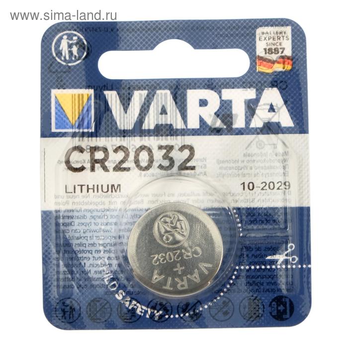 Батарейка литиевая Varta, CR2032-1BL, 3В, блистер, 1 шт. цена и фото