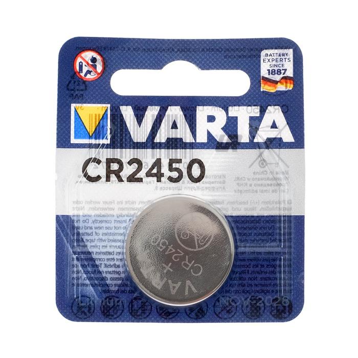Батарейка литиевая Varta, CR2450-1BL, 3В, блистер, 1 шт. батарейка литиевая camelion cr2450 bp1 1 шт