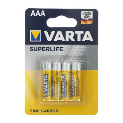 Батарейка солевая Varta SuperLife, AAA, R03-4BL, 1-5В, блистер, 4 шт-