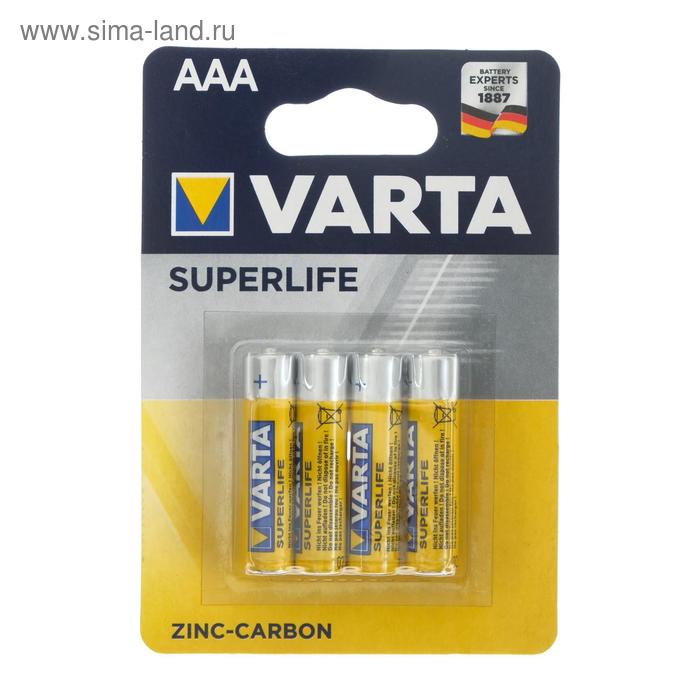 Батарейка солевая Varta SuperLife, AAA, R03-4BL, 1.5В, блистер, 4 шт.