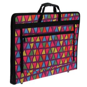 

Папка А3 с ручками каркасная, текстиль, 40 мм, 420 х 300 мм, «Вдохновение», с внешним карманом, «Треугольники»