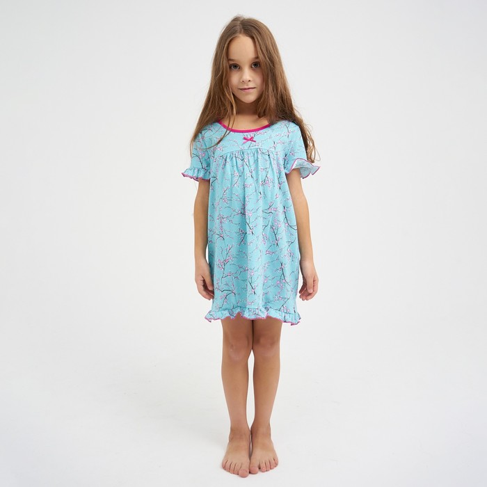 Сорочка для девочки, цвет голубой, рост 104 см (4г)