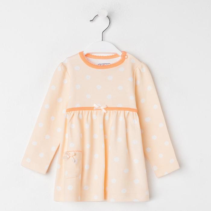 фото Платье для девочек, цвет персик, принт горох, рост 62 см (3 месяцев) bonito