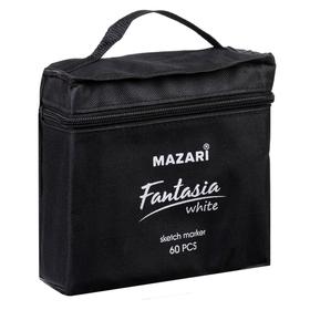 

Набор двухсторонних маркеров для скетчинга Mazari Fantasia White, 60 цветов, чехол на молнии