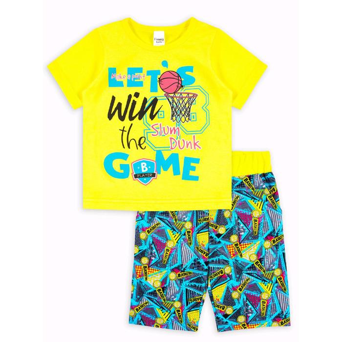 фото Комплект из футболки и шорт «спортивное лето», рост 98 см, цвет жёлтый веселый малыш